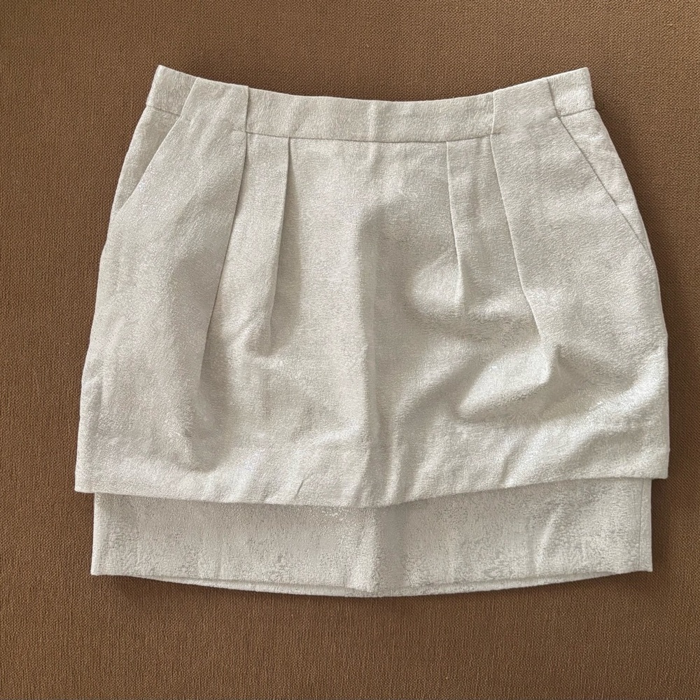 Zara Metallic White Silver Mini Skirt S